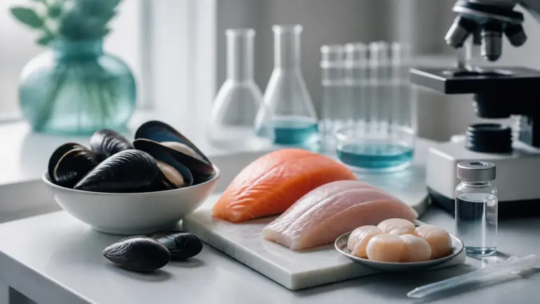 Photoreal editorial still life of fresh raw fish fillets